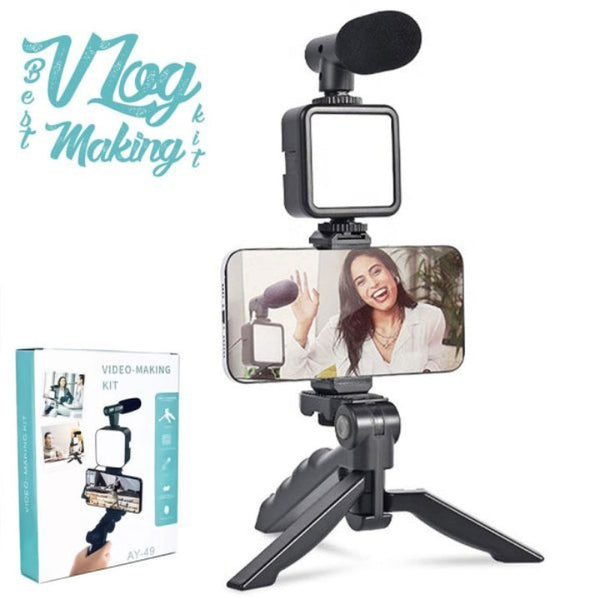 Vlogging Kit / Vlogging Tripod / Video Making Vlog Tripod Kit with Microphone & Light