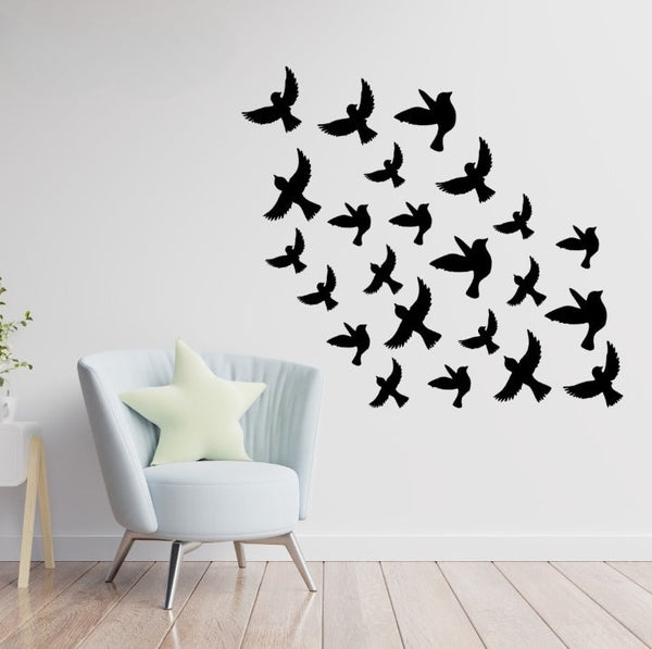 Set Of 24 Black Colour Wooden Sparow
