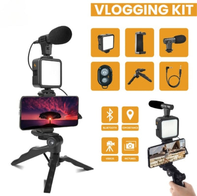 Vlogging Kit / Vlogging Tripod / Video Making Vlog Tripod Kit with Microphone & Light
