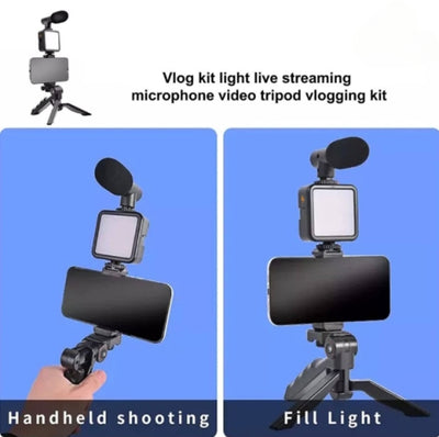 Vlogging Kit / Vlogging Tripod / Video Making Vlog Tripod Kit with Microphone & Light
