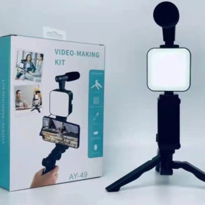 Vlogging Kit / Vlogging Tripod / Video Making Vlog Tripod Kit with Microphone & Light