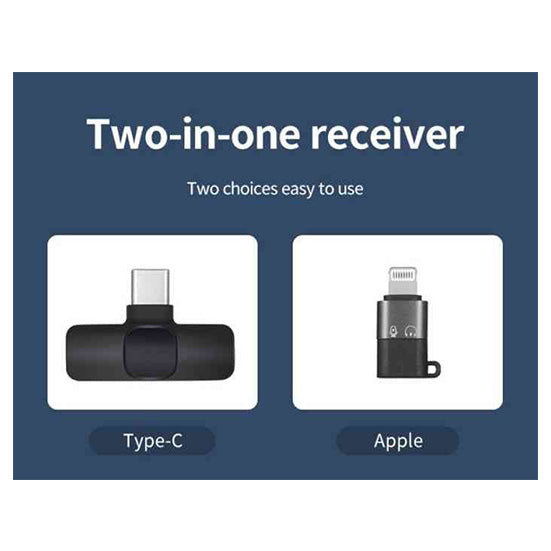 K9 Dual Wireless Lavalier Microphone – Plug & Play USB-C & iOS, Noise Reduction, Auto Sync, No App/Bluetooth Required (2 Mics)