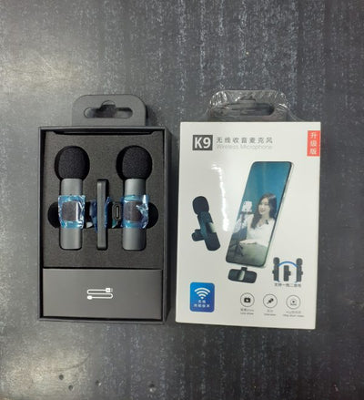 K9 Dual Wireless Lavalier Microphone – Plug & Play USB-C & iOS, Noise Reduction, Auto Sync, No App/Bluetooth Required (2 Mics)